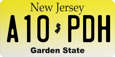 NJ license plate A10PDH