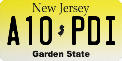 NJ license plate A10PDI