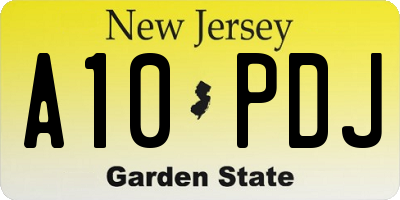 NJ license plate A10PDJ