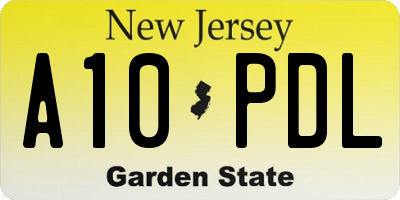 NJ license plate A10PDL