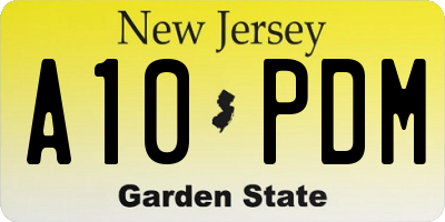 NJ license plate A10PDM