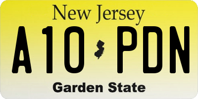 NJ license plate A10PDN