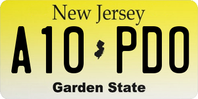 NJ license plate A10PDO