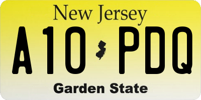 NJ license plate A10PDQ