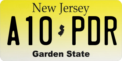 NJ license plate A10PDR