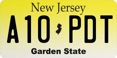 NJ license plate A10PDT