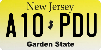 NJ license plate A10PDU