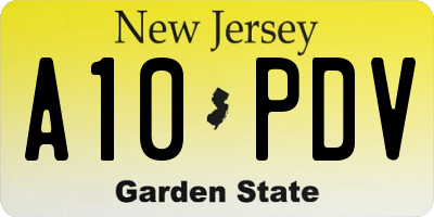 NJ license plate A10PDV