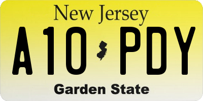 NJ license plate A10PDY