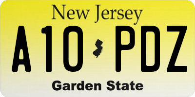 NJ license plate A10PDZ