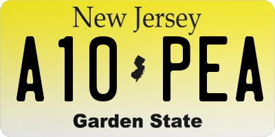 NJ license plate A10PEA