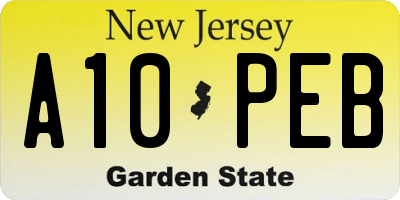 NJ license plate A10PEB