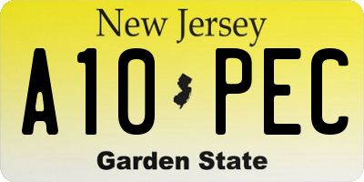 NJ license plate A10PEC