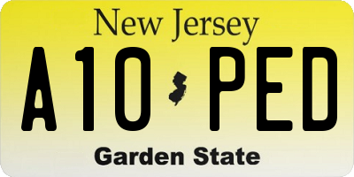 NJ license plate A10PED