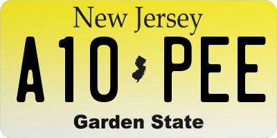 NJ license plate A10PEE