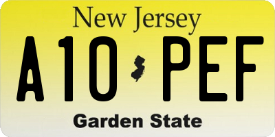 NJ license plate A10PEF