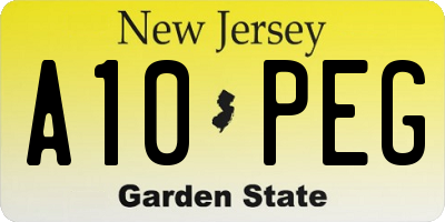 NJ license plate A10PEG