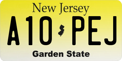 NJ license plate A10PEJ