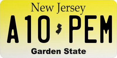 NJ license plate A10PEM