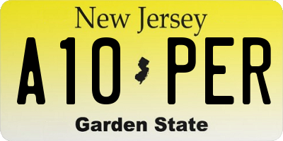 NJ license plate A10PER