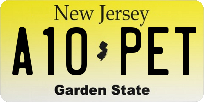 NJ license plate A10PET