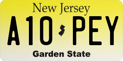 NJ license plate A10PEY