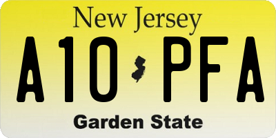 NJ license plate A10PFA