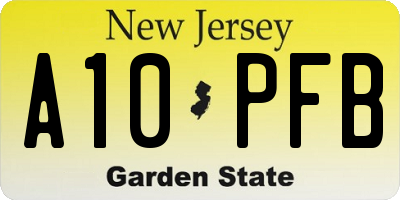 NJ license plate A10PFB