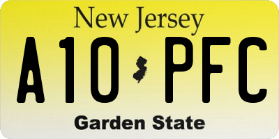 NJ license plate A10PFC