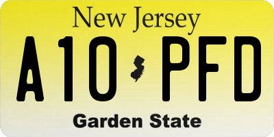 NJ license plate A10PFD