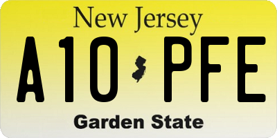 NJ license plate A10PFE