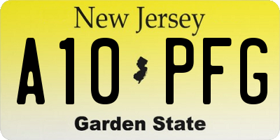 NJ license plate A10PFG