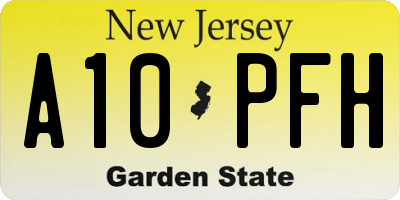 NJ license plate A10PFH
