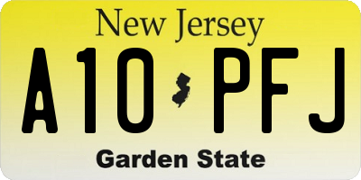 NJ license plate A10PFJ