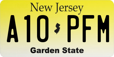 NJ license plate A10PFM