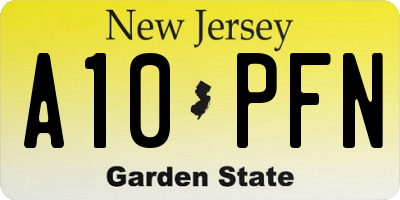 NJ license plate A10PFN