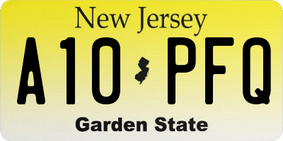 NJ license plate A10PFQ