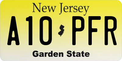 NJ license plate A10PFR