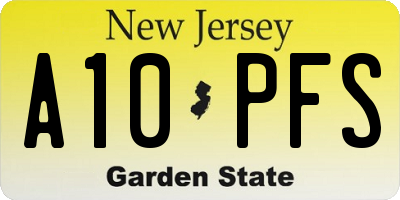 NJ license plate A10PFS