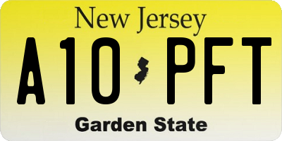 NJ license plate A10PFT