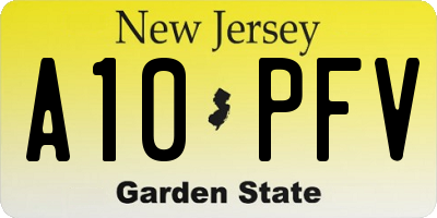 NJ license plate A10PFV