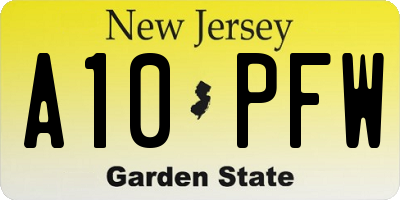 NJ license plate A10PFW