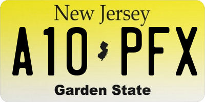 NJ license plate A10PFX