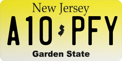 NJ license plate A10PFY