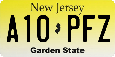 NJ license plate A10PFZ