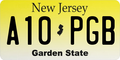 NJ license plate A10PGB