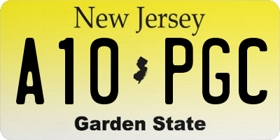 NJ license plate A10PGC