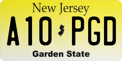 NJ license plate A10PGD