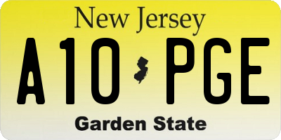 NJ license plate A10PGE