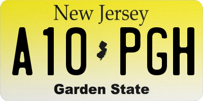 NJ license plate A10PGH